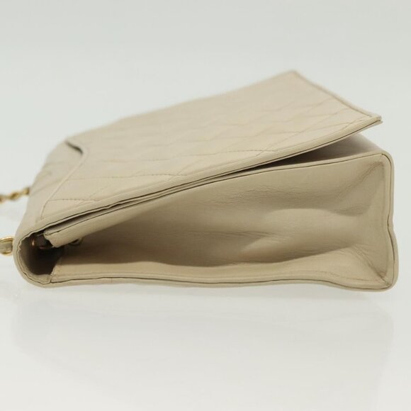 CHANEL Matelasse Chain Shoulder Bag Lamb Skin Ivory Gold CC Auth - Picture 11 of 16